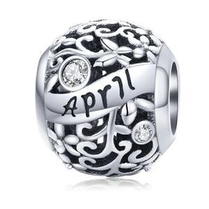 925 Silver April Birthstone Charm